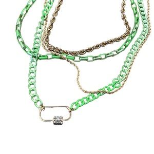 Torrid 4 strand gold green rhinestone 23 inch + necklace new